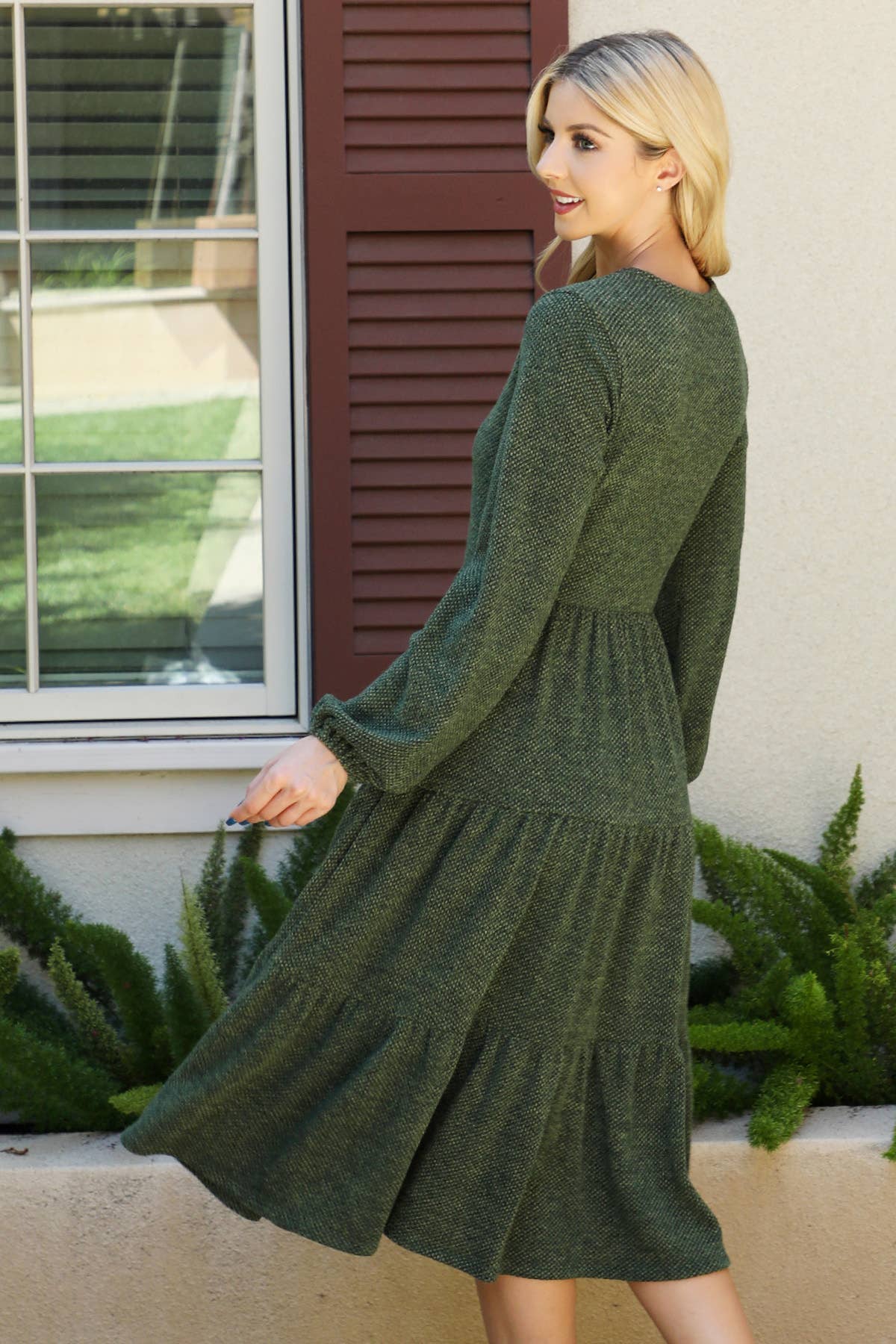 Mocha LONG PUFF SLEEVE dress