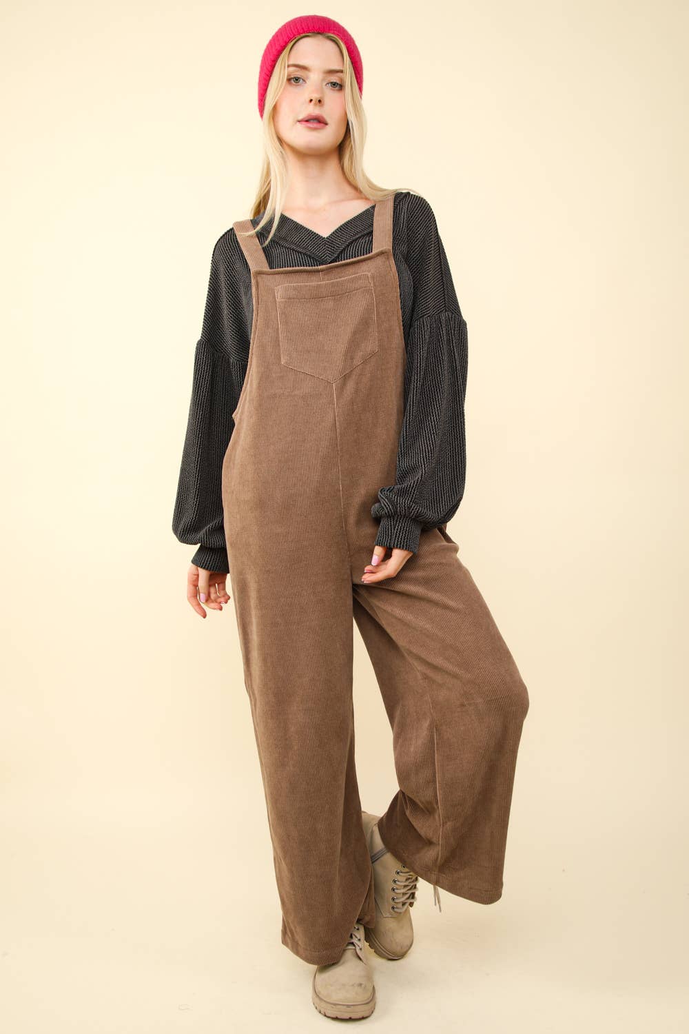 Brown Corduroy Overall Jumpsuit: