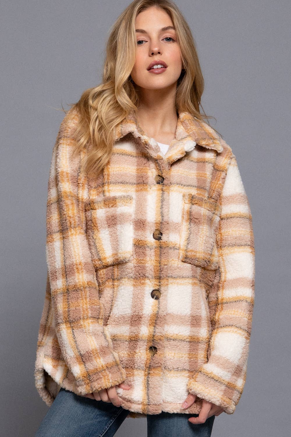 Fuzzy mustard/mauve Jacket