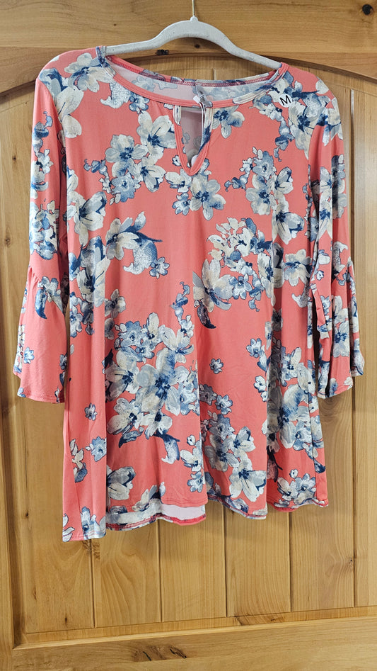 Pink Floral Bell Sleeve