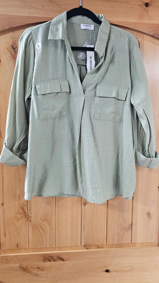 The Workshop 3/4 sleeve top, green