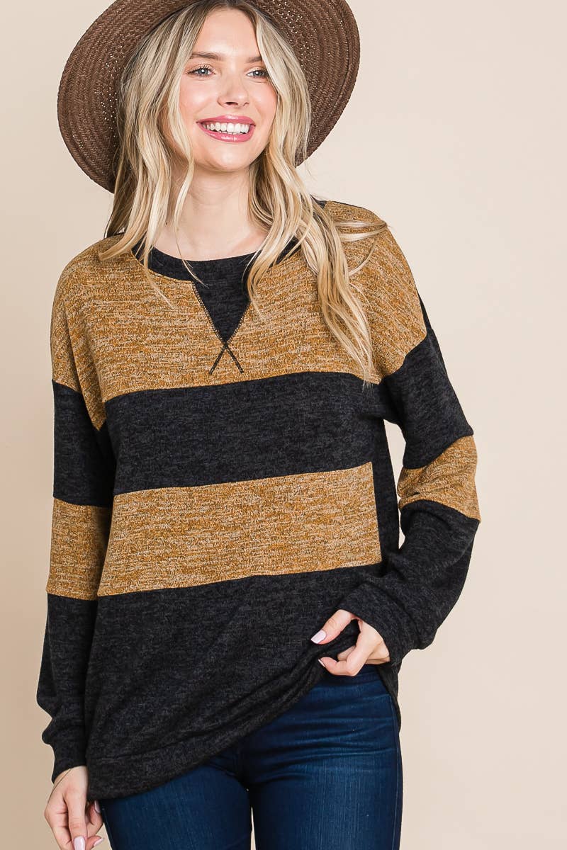 Plus Two-Tone Contrast Casual Top