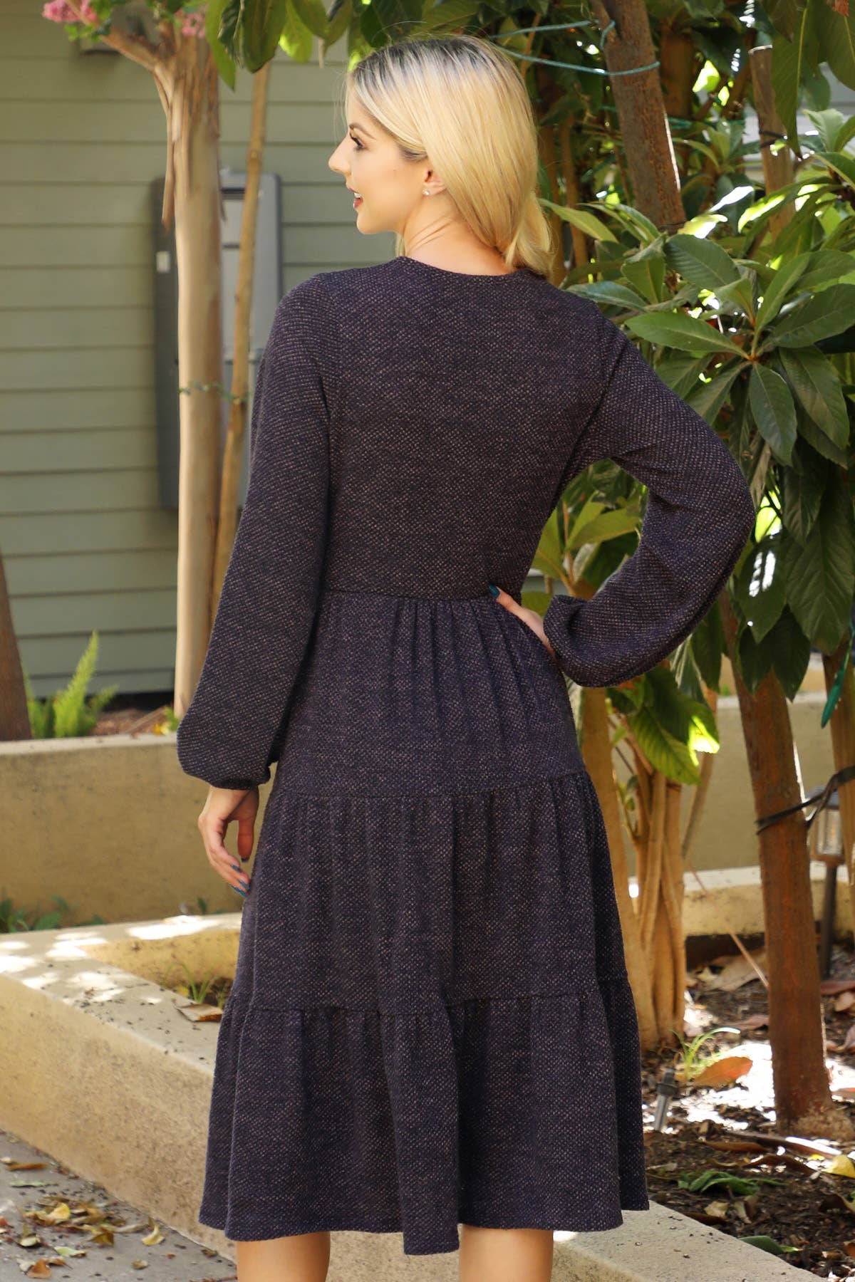 Mocha LONG PUFF SLEEVE dress