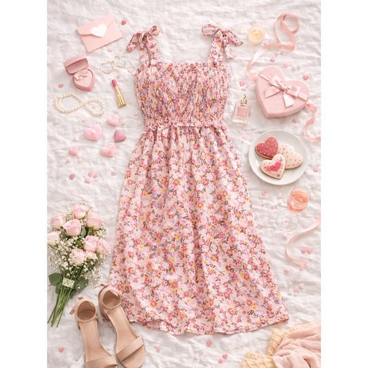 PINK FLORAL MIDI DRESS