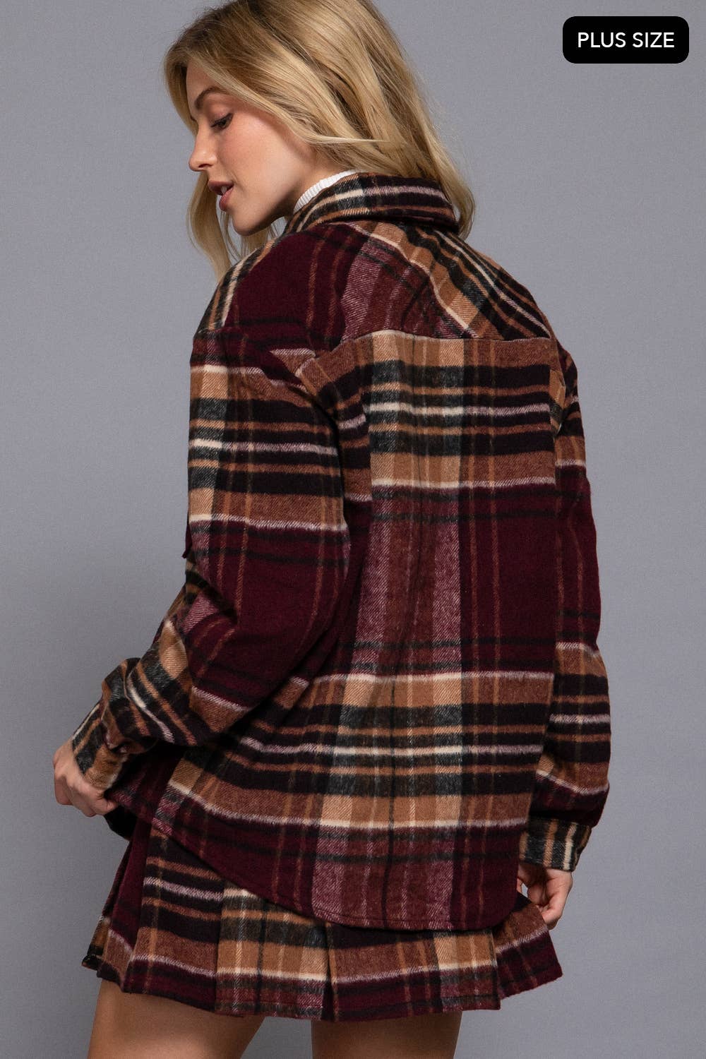 Plus size brown shacket