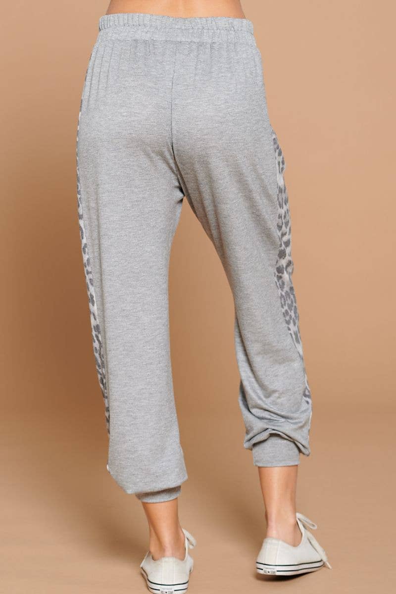 Gray French Terry Joggers with Animal Print: