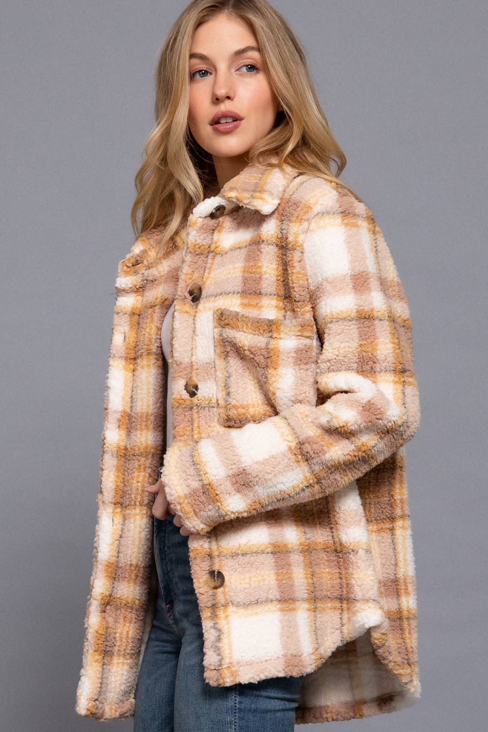Fuzzy mustard/mauve Jacket