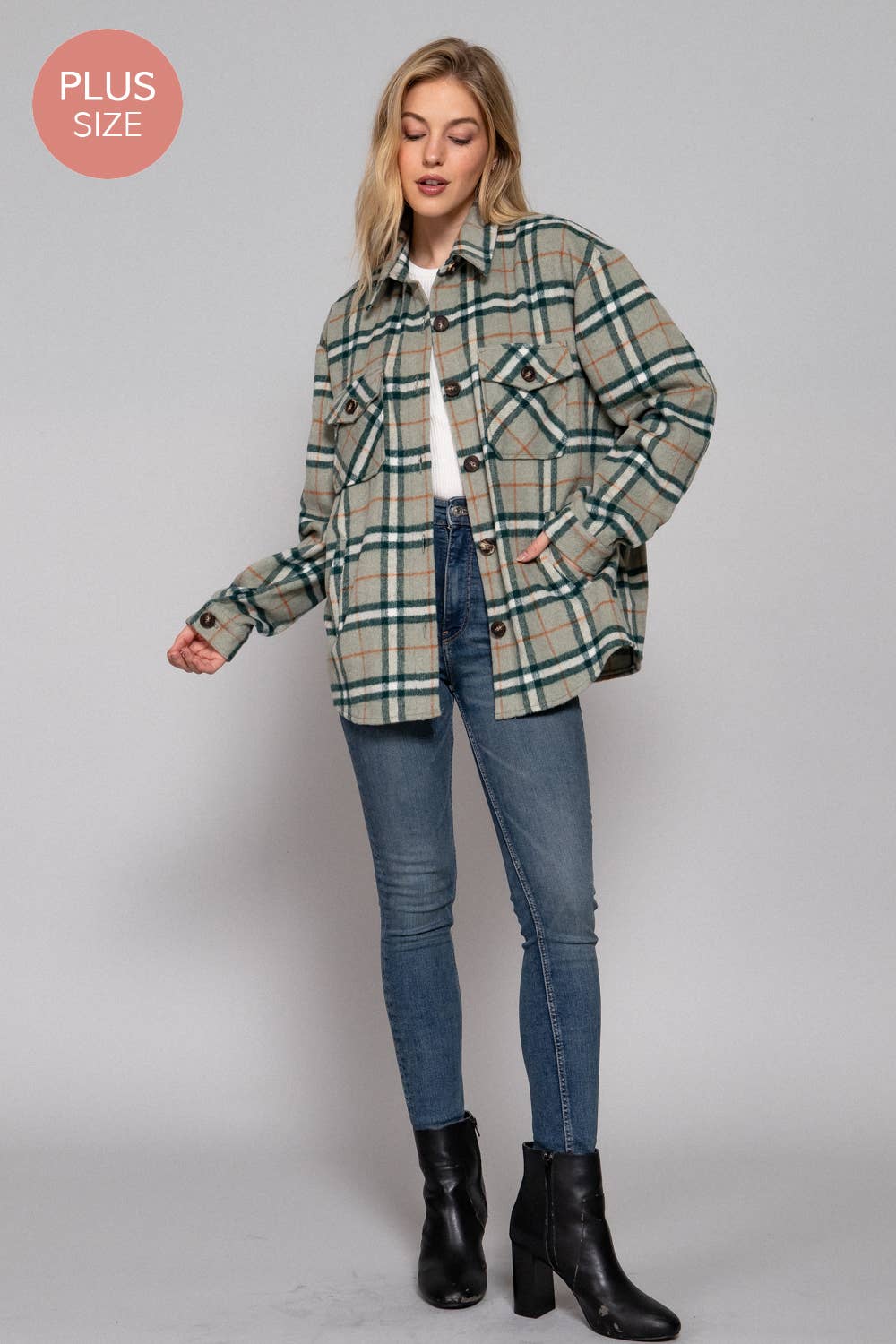 Plus size brown shacket