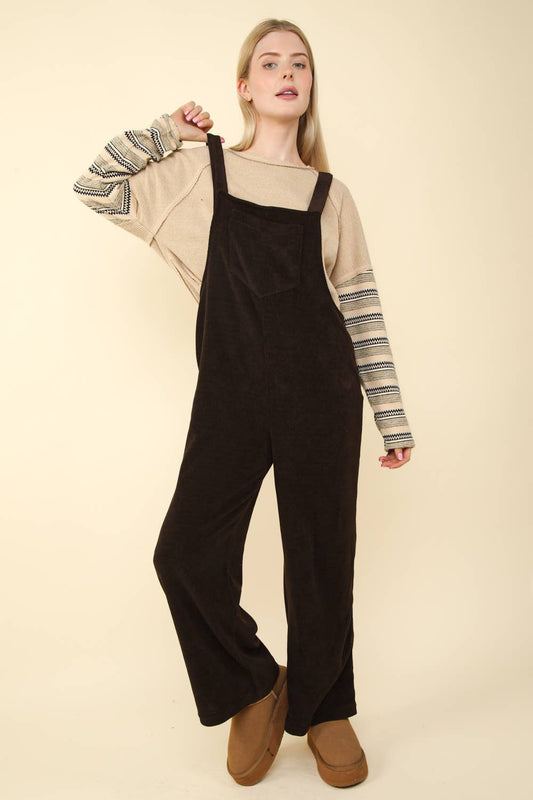 Brown Corduroy Overall Jumpsuit: