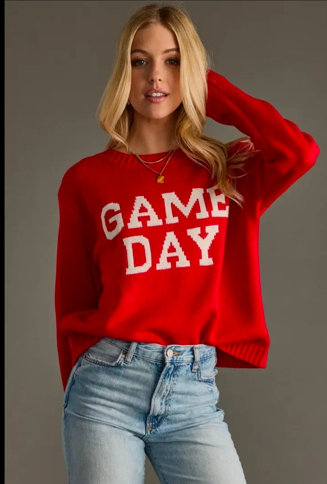 Red and White Game Day Sweater