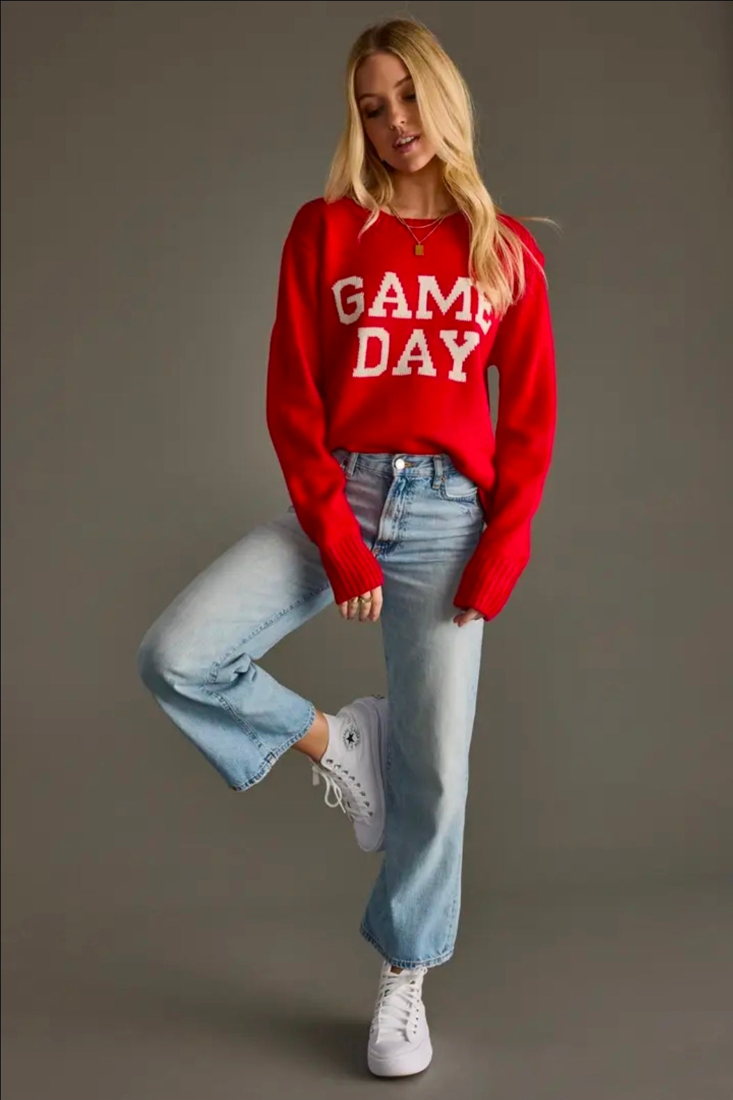 Red and White Game Day Sweater