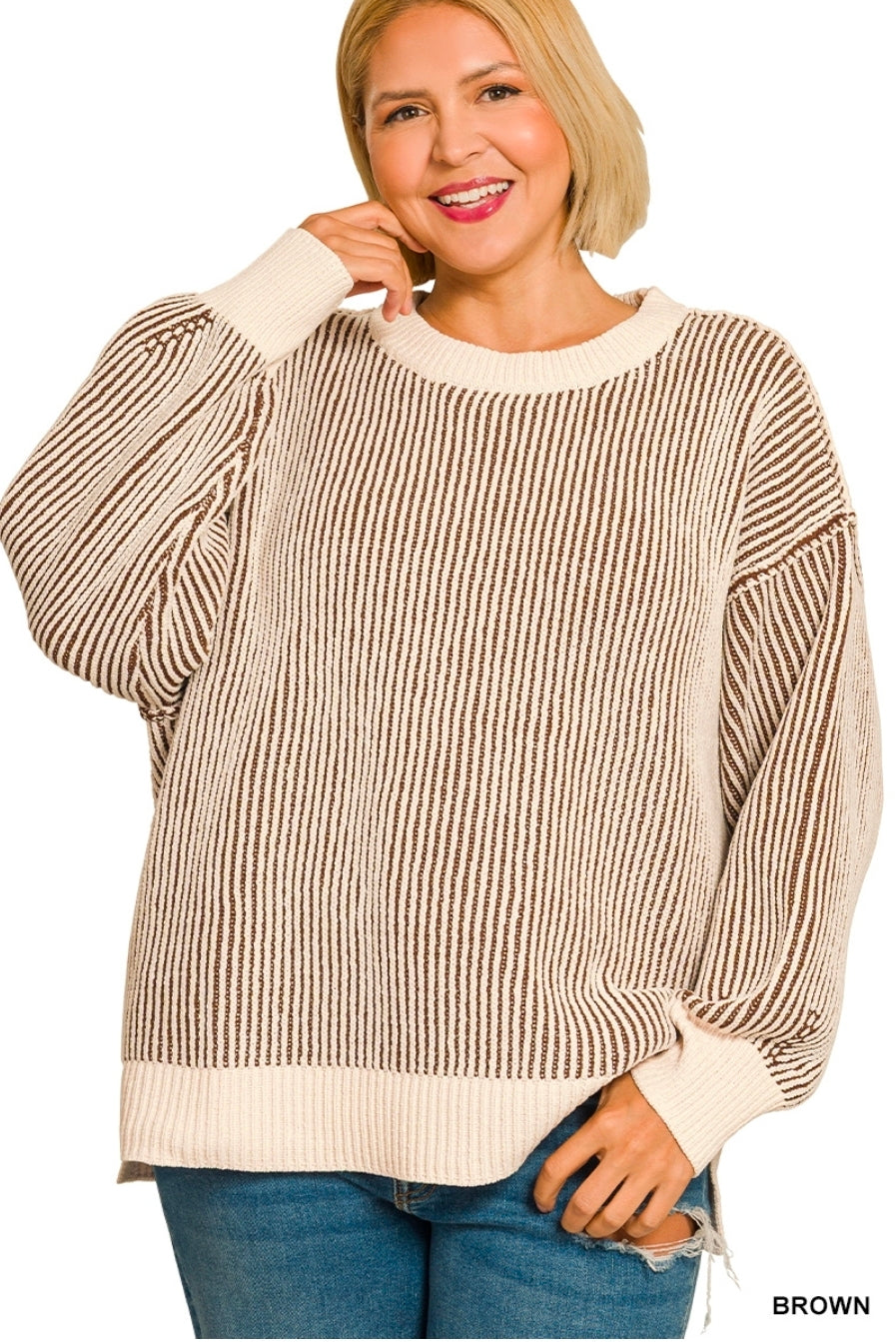 Plus brown/cream Sweater