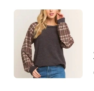 Charcoal Ribbed and Plaid Shirt