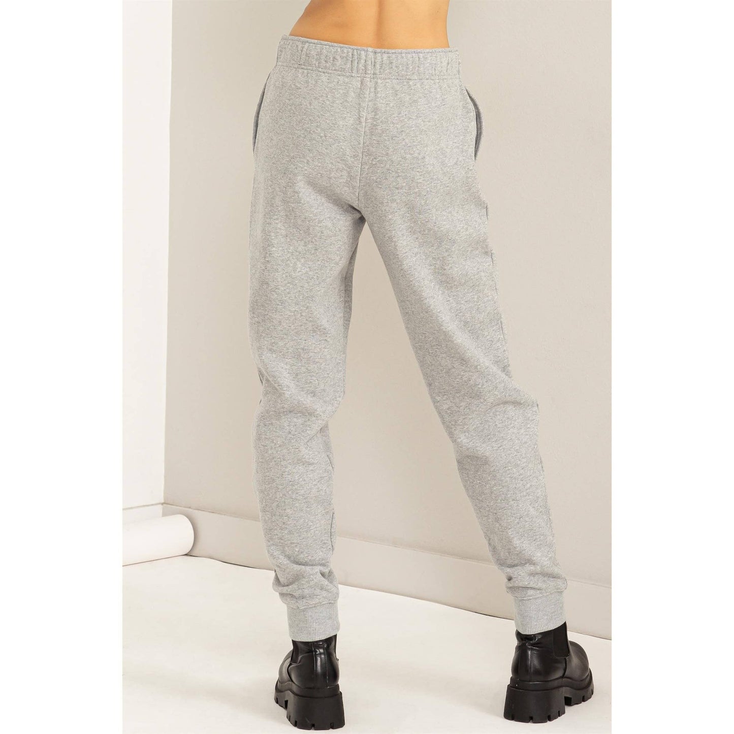 Black Drawstring Jogger Pants: BLACK