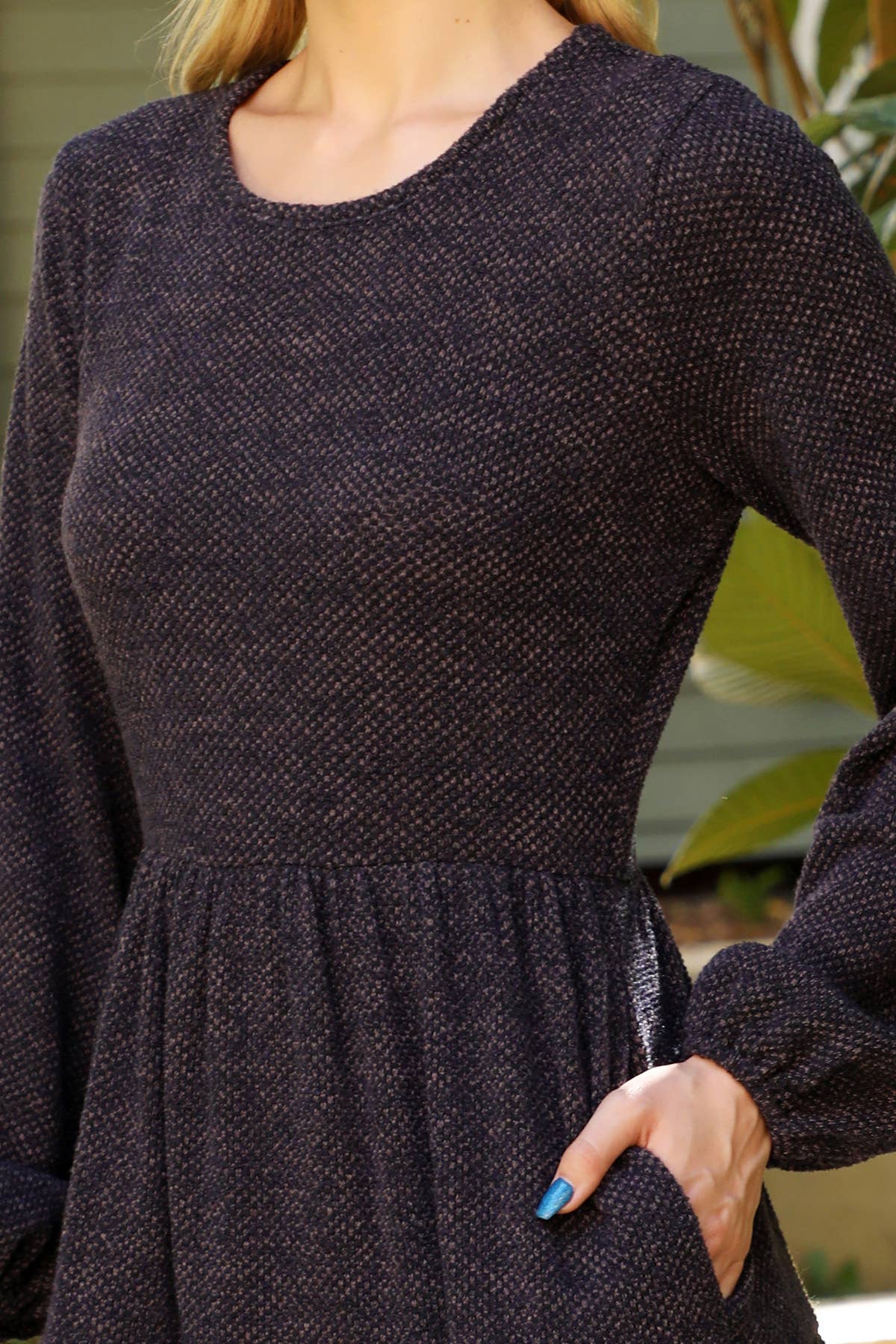 Mocha LONG PUFF SLEEVE dress