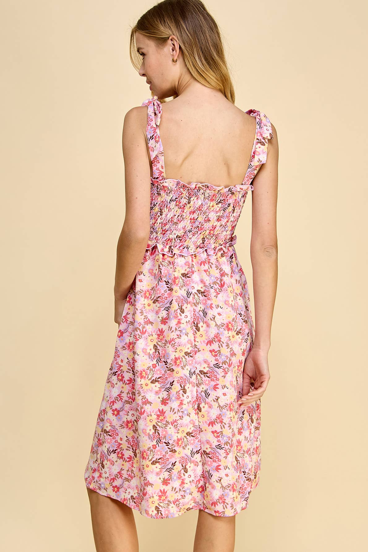 PINK FLORAL MIDI DRESS