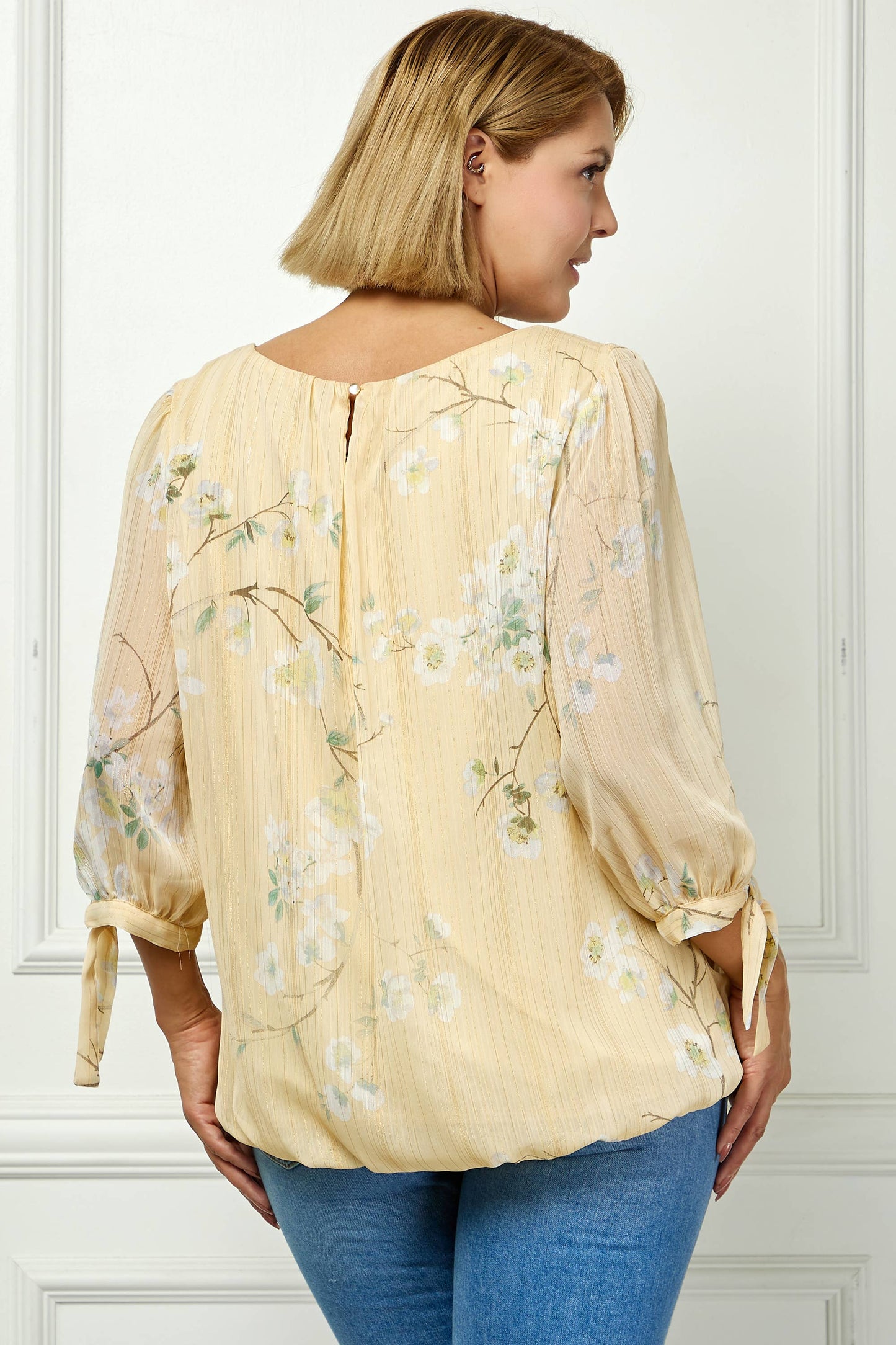 PLUS SIZE YELLOW CHIFFON BLOUSE