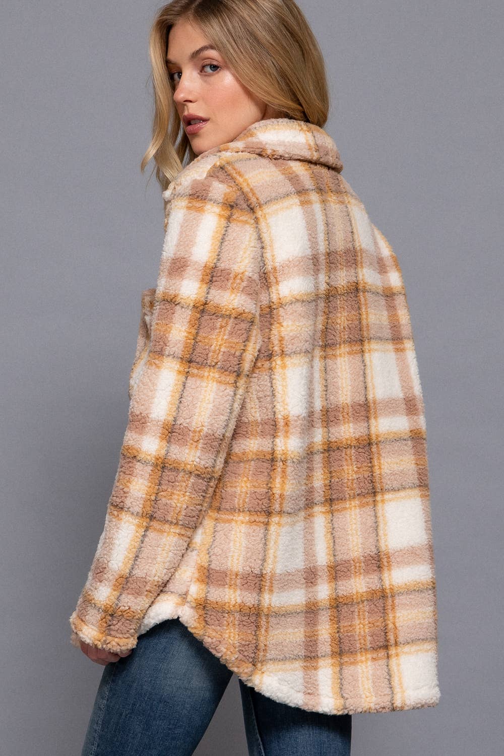 Fuzzy mustard/mauve Jacket