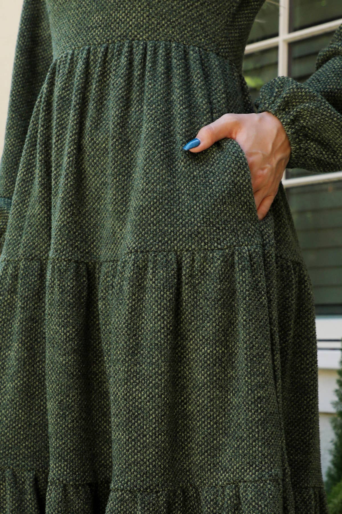 Mocha LONG PUFF SLEEVE dress