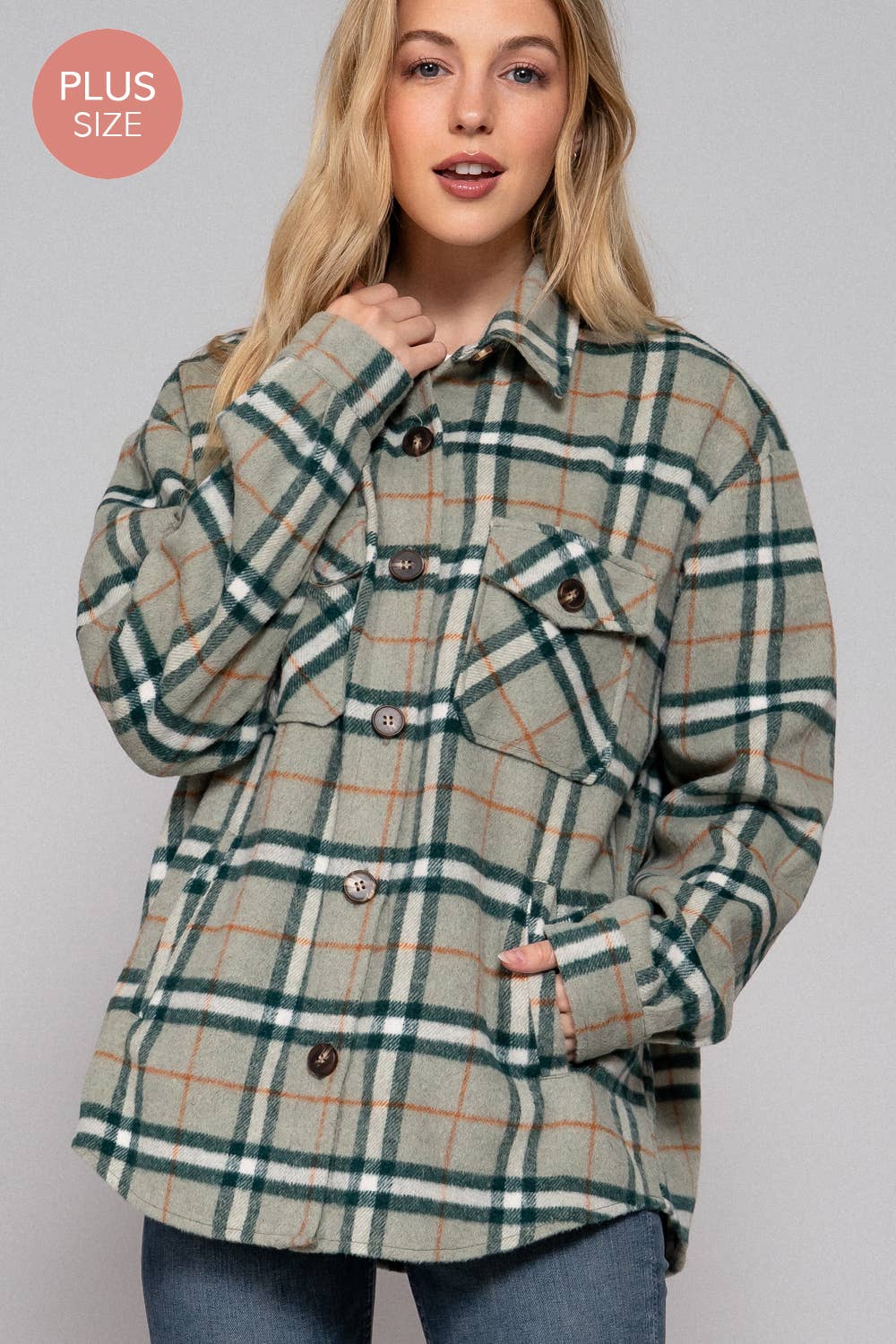 Plus size brown shacket