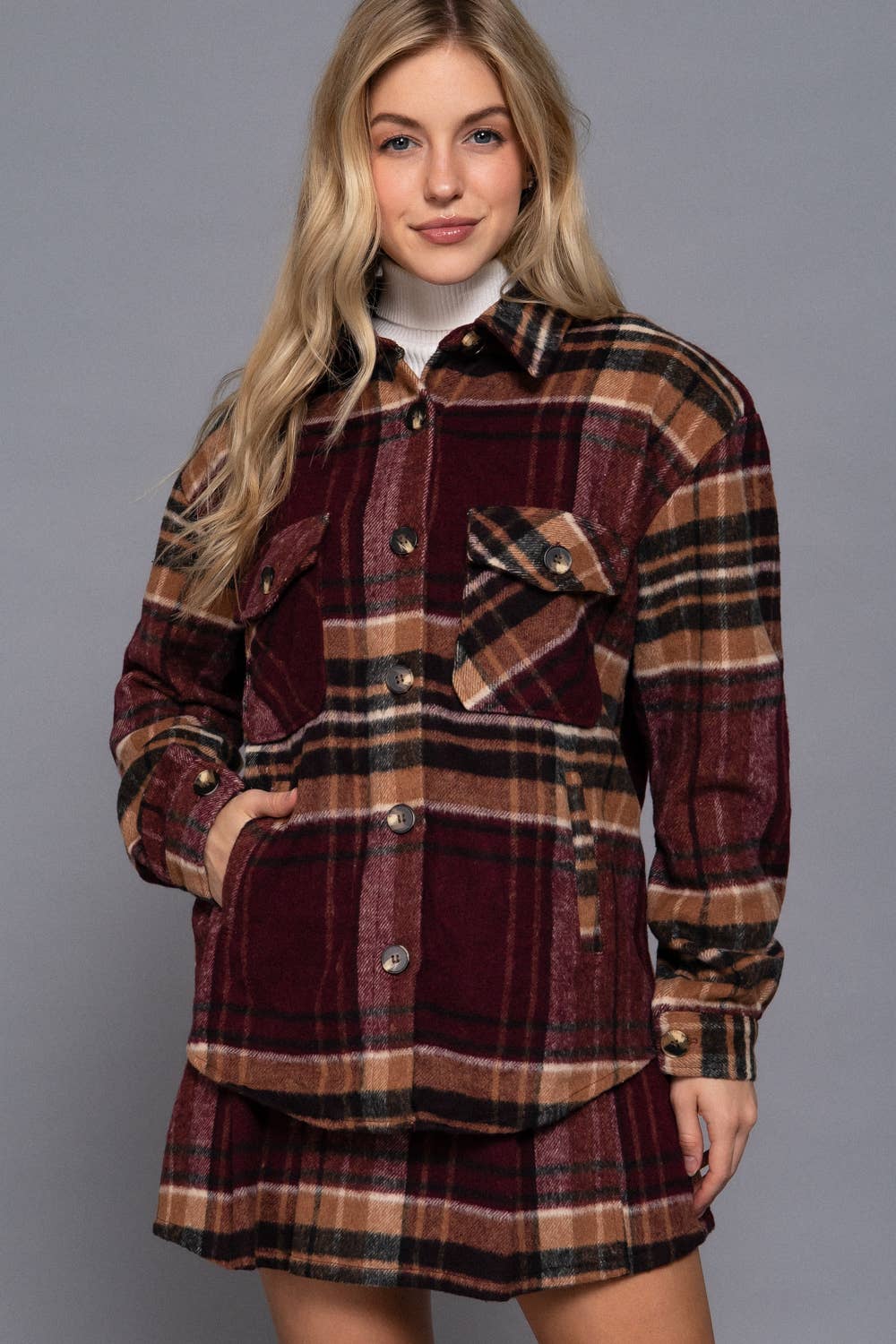 Plus size brown shacket