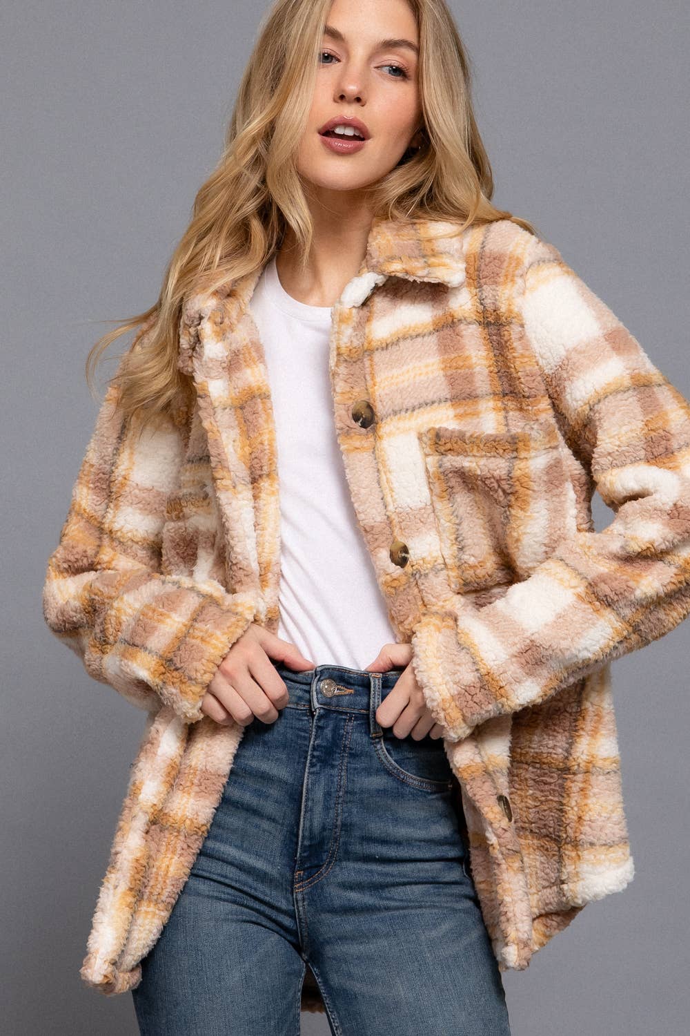 Fuzzy mustard/mauve Jacket