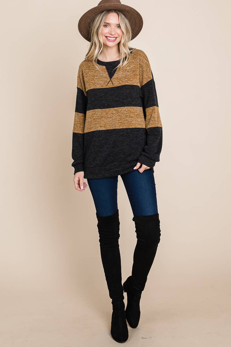 Plus Two-Tone Contrast Casual Top