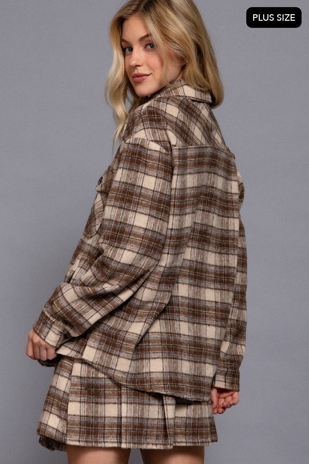 Plus size brown shacket