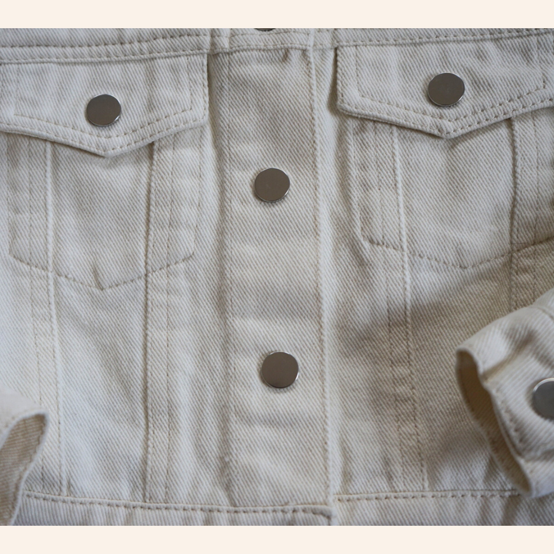Ivory Cropped Denim Jacket - Women