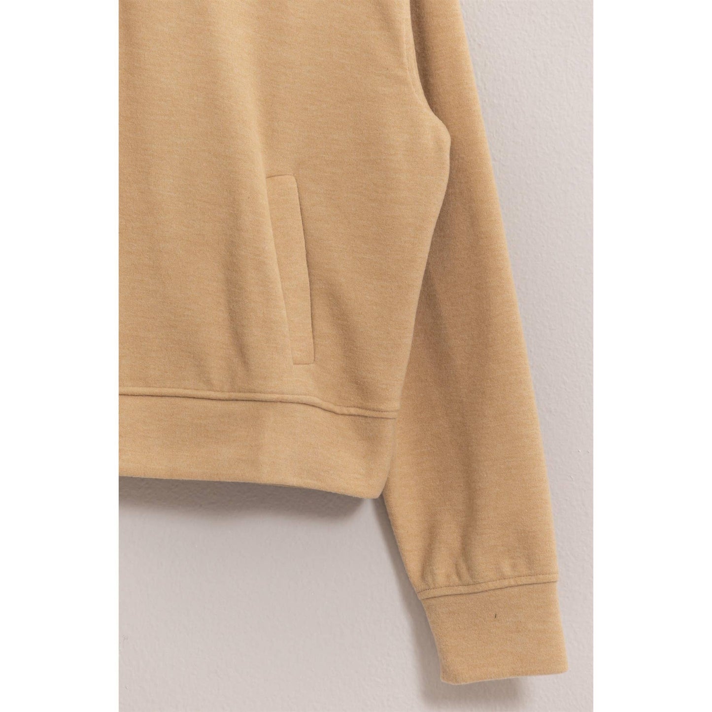 Cream Half Zip Sweatshirt With Front Pockets