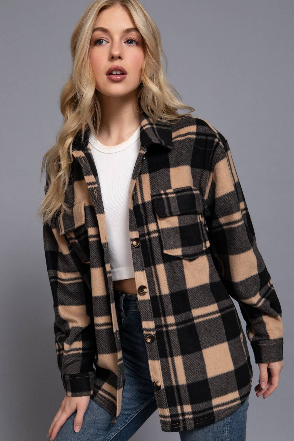 Black and Taupe Shacket