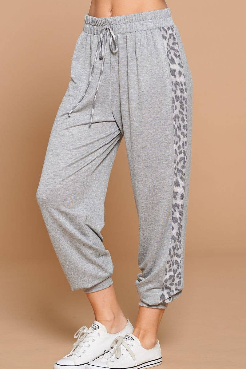 Gray French Terry Joggers with Animal Print: