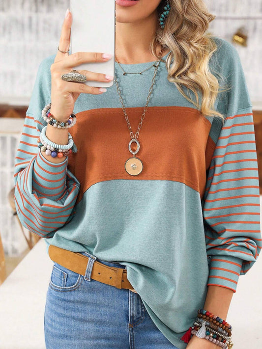 Blue and Orange Long Sleeved Stripe Tee