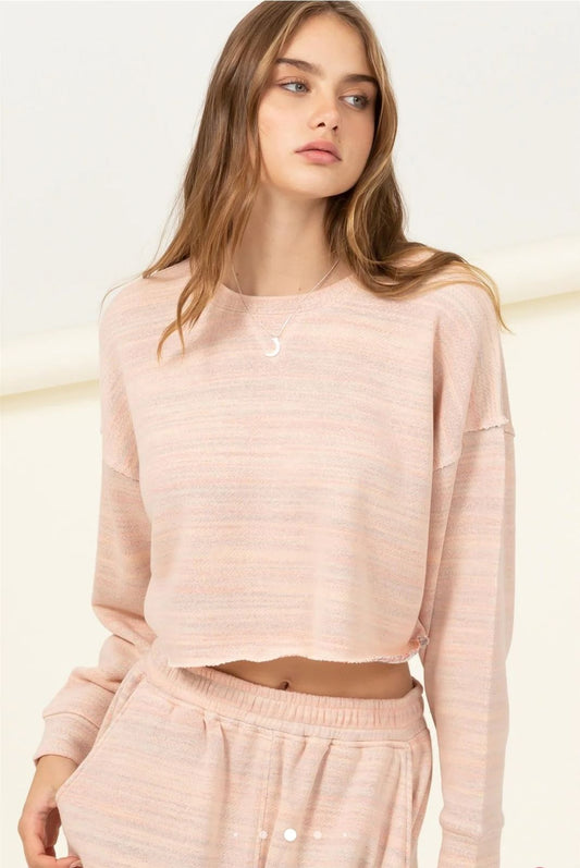 Dropped shoulder crop, pink