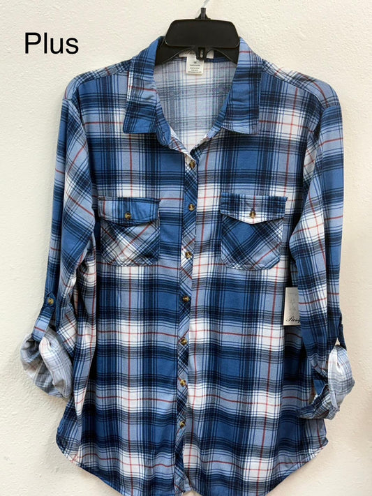 Plus Blue plaid flannel