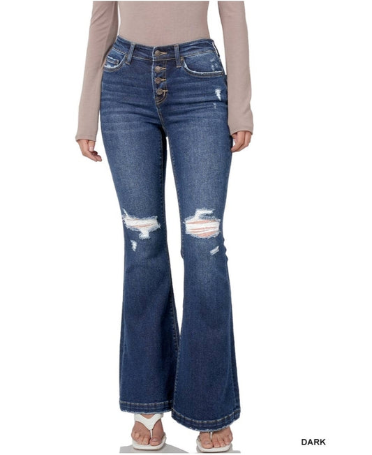 Mid rise button fly jeans