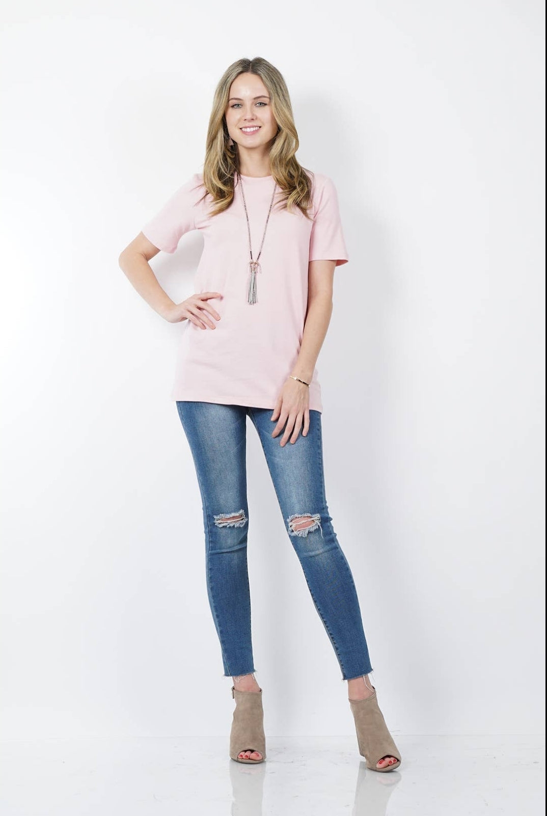 Crew neck short sleeve tunic