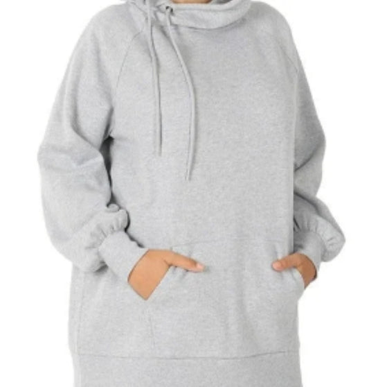 Plus size side tie hoodie, gray