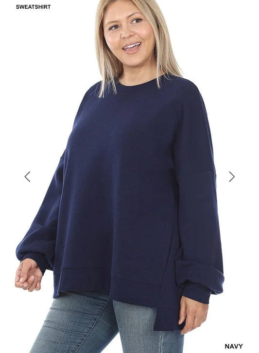 Plus balloon sweatshirt, navy