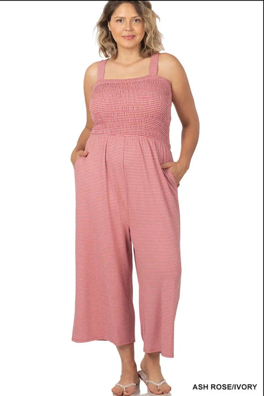 Rose Plus Smocked Jumpsuit