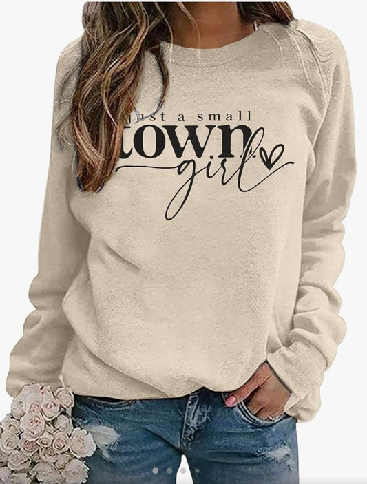 Cream small town girl sweatshirt