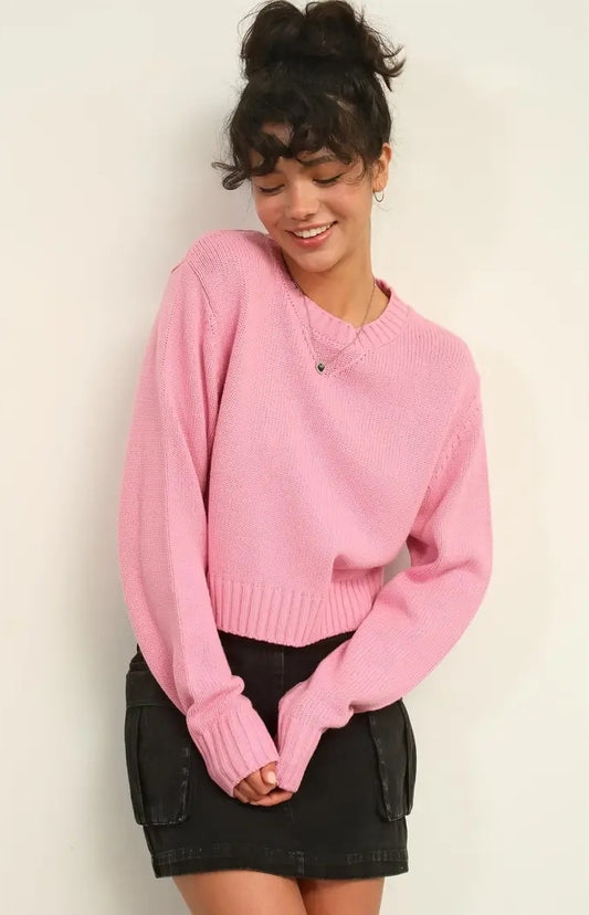 Pink crew neck sweater