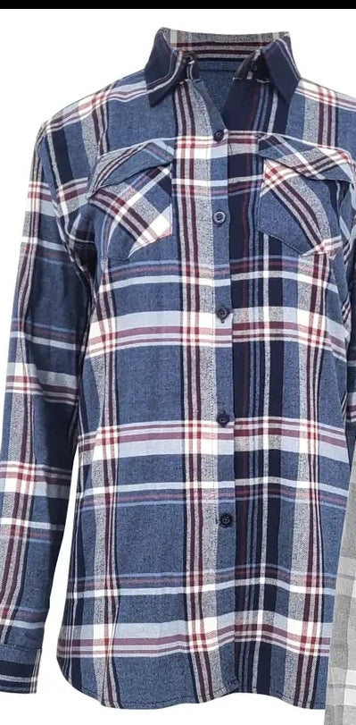 Dark Blue Plaid Flannel