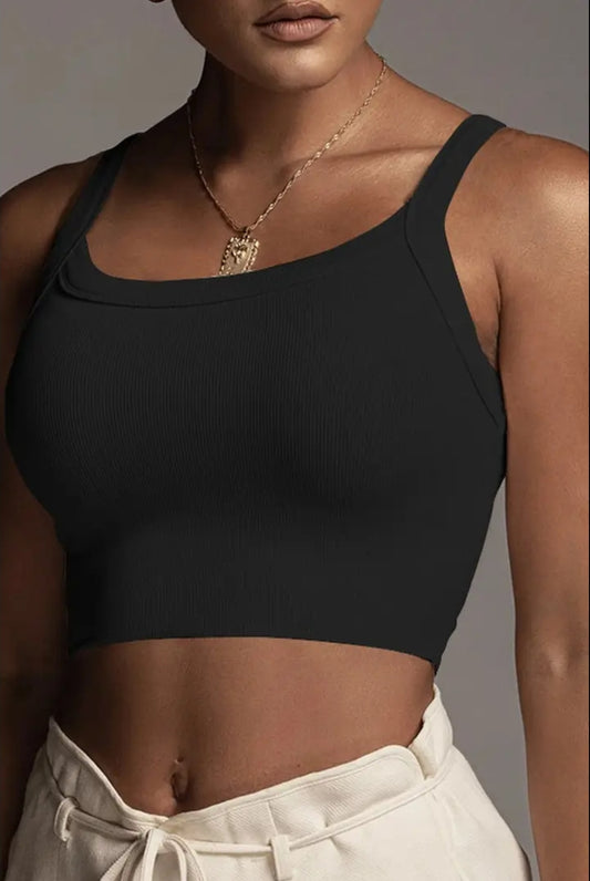 Black knit crop top