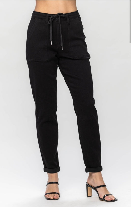 Black Linen Joggers