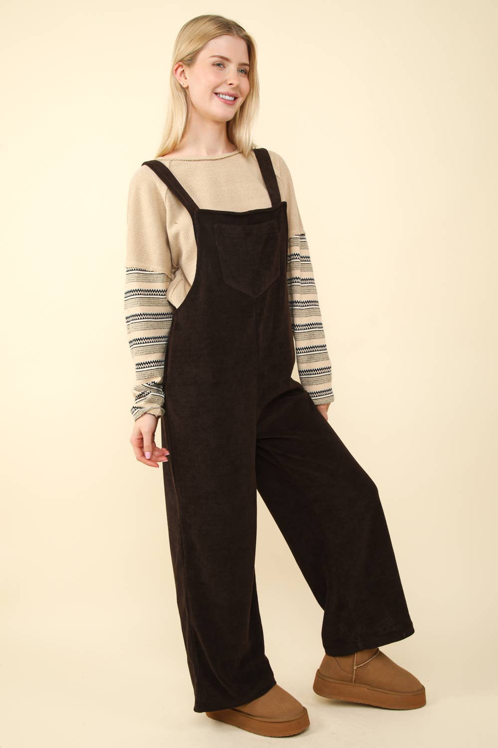 Brown Corduroy Overall Jumpsuit: