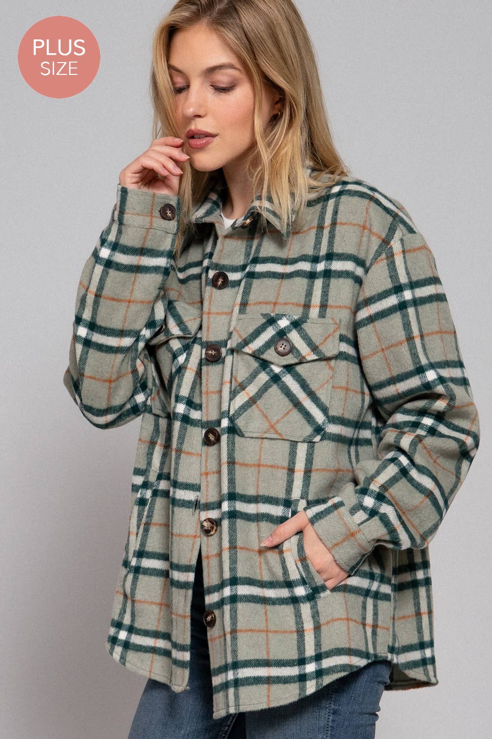 Plus size brown shacket