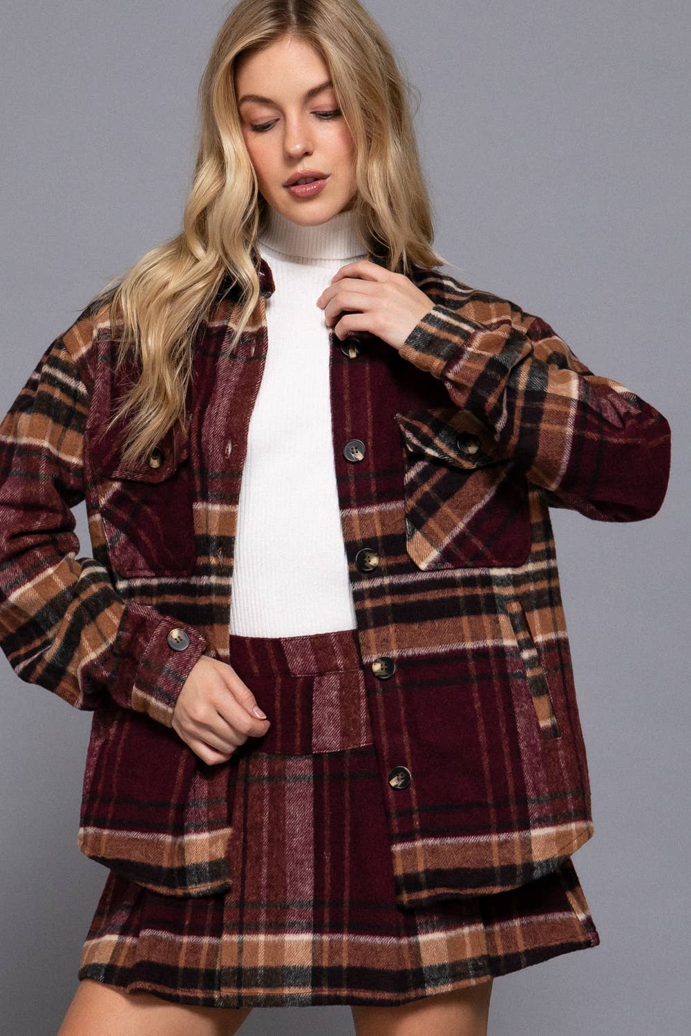 Plus size brown shacket