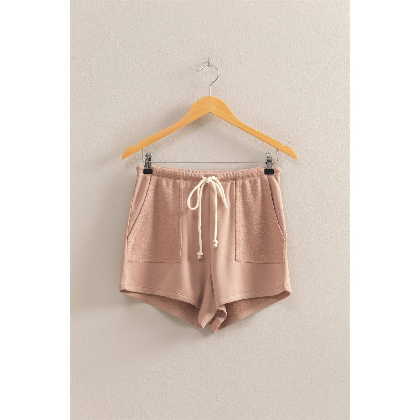 Taupe Comfy Mid-Waist Drawstring Shorts