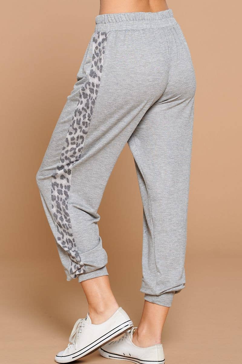 Gray French Terry Joggers with Animal Print: